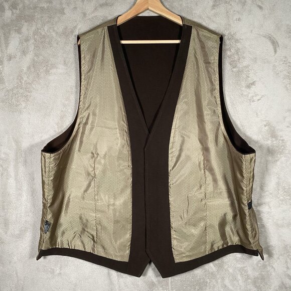 Vintage Jean Paul Germain Waistcoat Mens 4X Brown Cotton Suit Vest Western - Picture 10 of 15